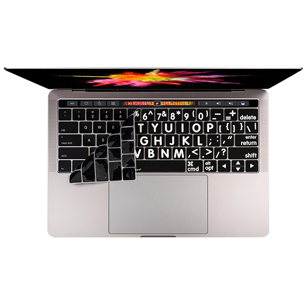 LargePrint White on Black - MacBook Pro Keyboard Cover - Click Image to Close